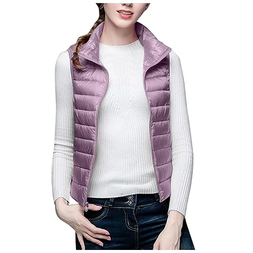 Women Padded Gilet Zip Up Fleece Vest Winter Warm Quilted Jacket Lightweight Body Warmer Sleeveless 