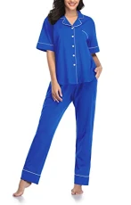 Women Pajamas Set Short Sleeve Button Down Sleepwear Two Piece Nightwear Women Pajamas Set Short Sleeve Button Down Sleepwear Two Piece Nightwear