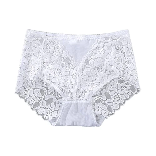 Women Panties Thong A Set Colors Optiont Lingerie Hollow Flowers Sides Lace Thong Panties Butt Pads Underwear for Women plus Size White