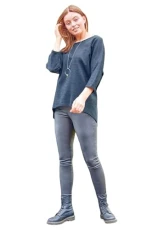 Women Plain Lounge T-Shirt with Necklace - Ladies 3/4 Sleeve Top Blouse Casual Daywear Pyjama Loungewear Round Neck Lightweight Short Sleeve Tee-Shirt - Dark-Grey - Size S Women Plain Lounge T-Shirt with Necklace - Ladies 3/4 Sleeve Top Blouse Casual Daywear Pyjama Loungewear Round Neck Lightweight Short Sleeve Tee-Shirt - Dark-Grey - Size S