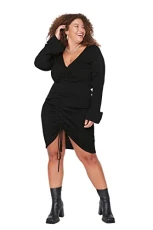 Women Plus Size Mini Bodycon Regular Knitwear Plus Size Dress Black Women Plus Size Mini Bodycon Regular Knitwear Plus Size Dress Black