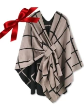 Women Poncho Cape Fashion Reversible Oversized Shawl Scarf Wrap Elegant Cardigan Creative Coat Gift