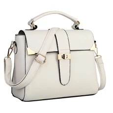 Women Pu Leather Handbag Shoulder Bag Tote Messenger Purse Crossbody Beige