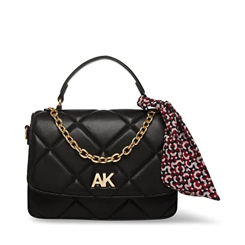 Women Quilted Shoulder Bag Flap, Black, One Size