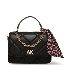 Women Quilted Shoulder Bag Flap, Black, One Size