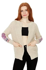 Women Regular fit Basic Crew Neck Knitwear Cardigan Beige Women Regular fit Basic Crew Neck Knitwear Cardigan Beige