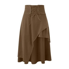 Women Satin Midi Skirt High Waist Hidden Elastic Waist Flared Casual A-Line Midi Skirt Maxi Dress Women Summer, coffee, M