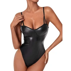Women Sexy Bodysuit Babydoll Temptation Faux Leather Wet Look Erotic Costume Shiny Clubwear Sleepwear Lingerie Women Sexy Bodysuit Babydoll Temptation Faux Leather Wet Look Erotic Costume Shiny Clubwear Sleepwear Lingerie