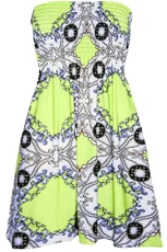 Women Sheering Boobtube Floral Swing Mini Dress Printed Neon Green Plus Size (UK 24/26) Women Sheering Boobtube Floral Swing Mini Dress Printed Neon Green Plus Size (UK 24/26)