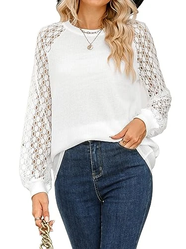 Women Shirt Casual Mock Neck Blouse Rib Knit Tops Long Sleeve Top with Cutout Details White M