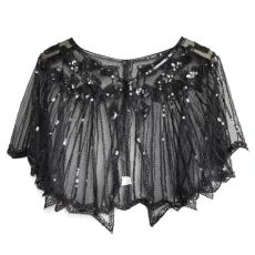 Women Shrug Cardigan,1920S Shawl Great Gatsby Cape Flapper Cardigan Wrap Cardigan Gold Cape Pearl Shawl Gatsby Dresses For Women Evening