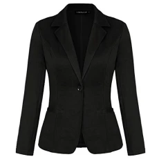 Women Slim Fit One Button Office Blazer Casual Jacket with Pockets(Black S) Women Slim Fit One Button Office Blazer Casual Jacket with Pockets(Black S)