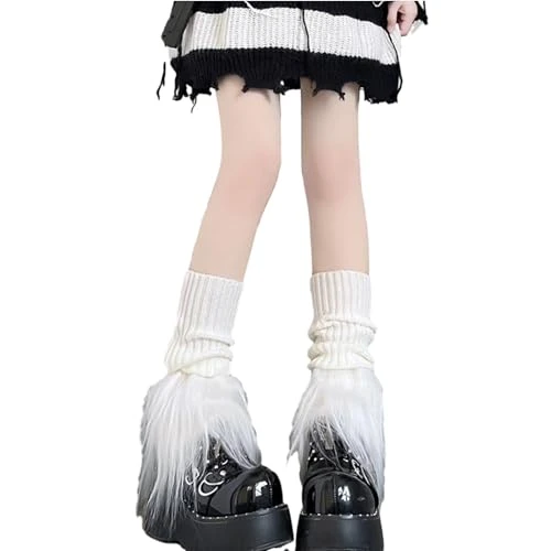 Women Sock Covers Winter Calf Leg Warmers Cozy Thick Fluffy Hair Solid Color Anti-slip Warm Pile Jk 