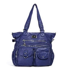 Women Soft Leather Hobo Handbags Luxury Large Capacity Shoulder Bags Shopping Bag Blue Size: L Women Soft Leather Hobo Handbags Luxury Large Capacity Shoulder Bags Shopping Bag Blue Size: L