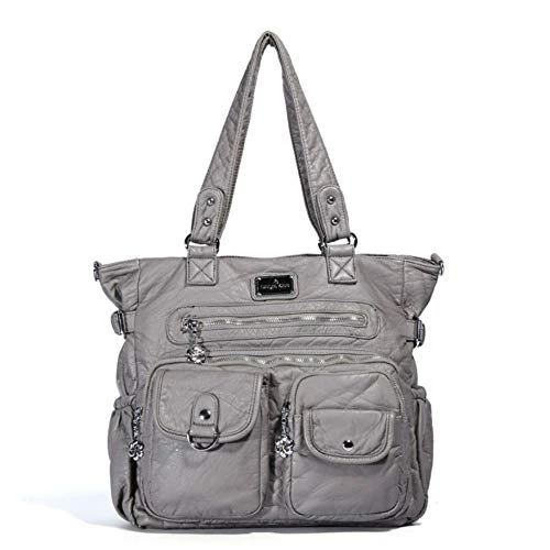 Women Soft Leather Hobo Handbags Luxury Large Capacity Shoulder Bags Shopping Bag (Gray), Gray, L