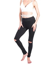 Women Sports Trousers Athletic Gym Workout Fitness Yoga Leggings Pants Knee Holes Outside Wear Leggings Solid Color Small Feet Pants Black M Women Sports Trousers Athletic Gym Workout Fitness Yoga Leggings Pants Knee Holes Outside Wear Leggings Solid Color Small Feet Pants Black M