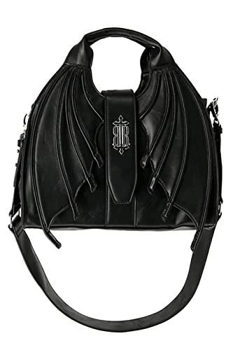 Women Succubus Bag Faux Leather Bat Wings Handbag, Black, 32 x 30 x 17 cm