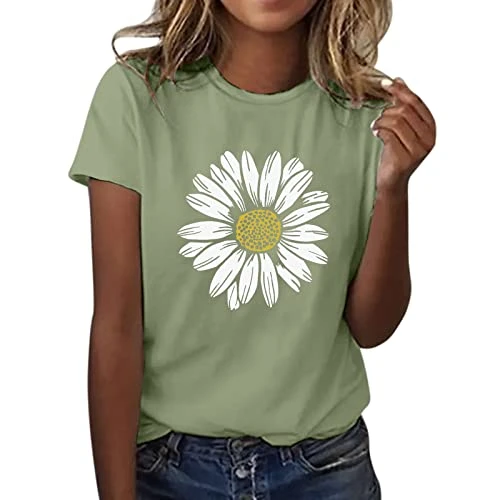 Women Sunflower Summer T Shirt Plus Size Loose Blouse Tops Girl Short Sleeve Graphic Casual Tees Handstand Shirt Long Sleeve