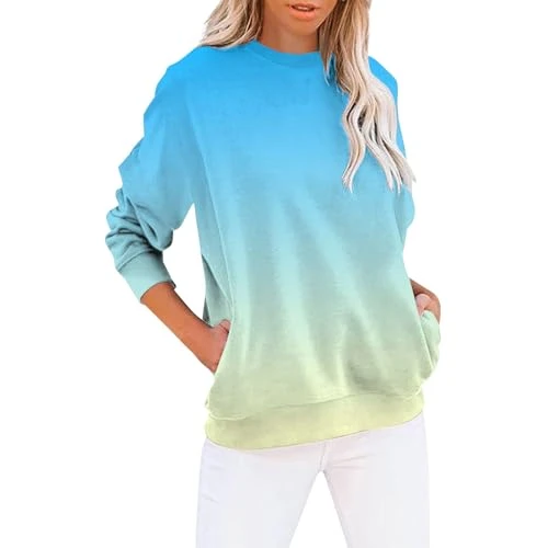 Women Sweatshirts Plus Size Loose Long Sleeve Top Striped Oversized Pullover Top Crew Neck Casual Pu