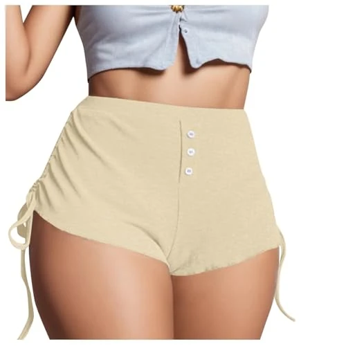 Women Swim Shorts Tummy Control High Waisted Boyshorts Full Coverage Bathing Suit Bikini Bottoms Ladies Incontinence Pants 3/4 Cargo Shorts Slim Fit Work Trousers (Khaki, XL)