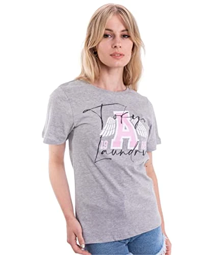 Women ‘Tokyo Laundry’ Printed Jersey T-Shirt, Grey, 14, 10609-GRY-14