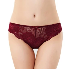 Women Underwear Lace Stretch Briefs Knickers Wine Red XL Women Underwear Lace Stretch Briefs Knickers Wine Red XL