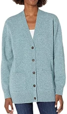 Women V Neck Cardigans Sweater Button Down Lightweight Knitwear Casual Tops (14, Blue)