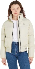 Women Winter Jacket Logo Short Puffer, White (Ivory), M Women Winter Jacket Logo Short Puffer, White (Ivory), M