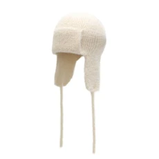 Women Winter Knitted Earflap Beanie Hat Soft Cashmere Feel Warm Ski Skully Cap(Plain Cream White) Women Winter Knitted Earflap Beanie Hat Soft Cashmere Feel Warm Ski Skully Cap(Plain Cream White)