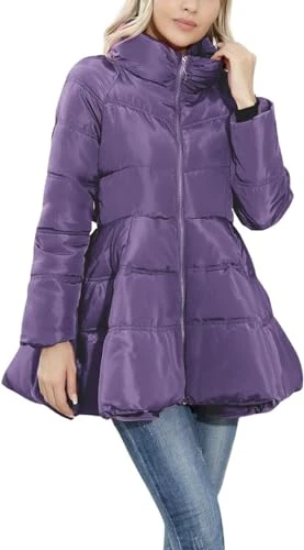 Women Winter Thicken Quilted Midi Long Puffer Coat Outwear Swing Jacket