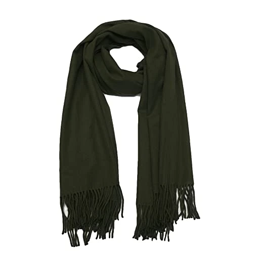Women Winter Warm Scarf Cashmere Feel Long Shawl Fashion Soft Large Scarves(Plain Army Green)