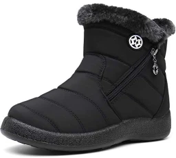 Women Winter Warm Snow Boots Ladies Slip On Water-resistant Outdoor Fur Lined Ankle Booties