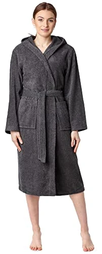 Women's 100% Organic Cotton Terry Bathrobe LA40-225 (Graphite (D07), L)