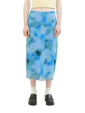 Women's 1040883 midi Skirt, 34598-Blue Mint Watercolor Print, S Women's 1040883 midi Skirt, 34598-Blue Mint Watercolor Print, S