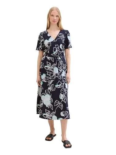 Women's 1041529 Dress, 35283-Navy Blue Flower Design, 14