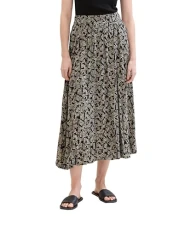 Women's 1041894 Midi Skirt with Crinkle Effect, 35307-Black Palm Minimal Design, 14 Women's 1041894 Midi Skirt with Crinkle Effect, 35307-Black Palm Minimal Design, 14