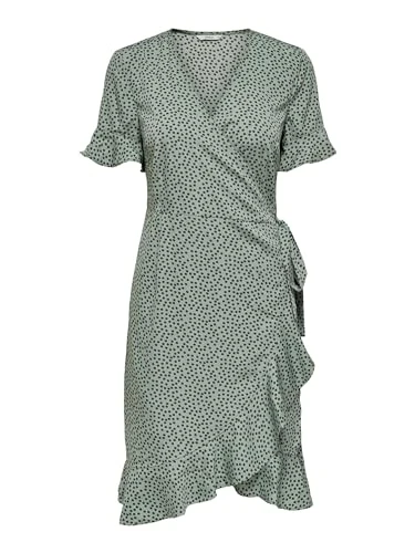 Women's 15206407 Dress, Aop: Black Spot Chinois Green, 14 UK
