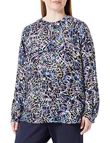 Women's 160007-31405 Blouse, Ecru/White/Blue Print, 6