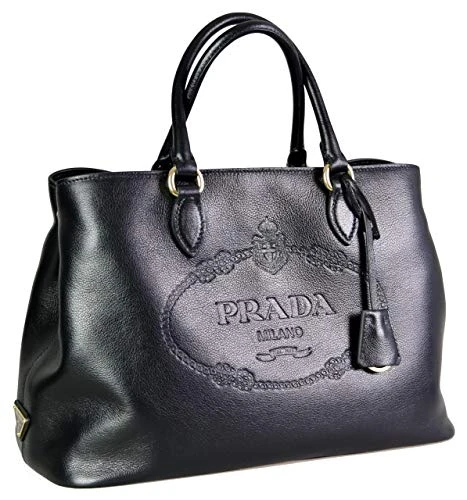 Women's 1BA579 Black Leather Shoulder Bag