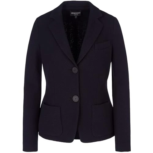 Womens 2 Buttons Fitted Jacket Black Blue Navy L