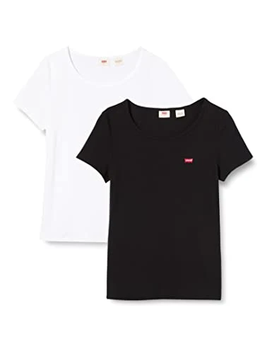 Women's 2-Pack Tee T-Shirt, White +/Mineral Black, S