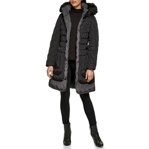 Women's 22qmp395 Down Alternative Coat, Black, M