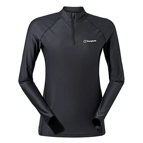 Women's 24/7 Half Zip Long Sleeve Tech Baselayer T-Shirt, Black, 12