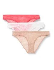 Women's 3 Pack Bikini (Low-Rise), Calypso Coral/Cedar/White, M Women's 3 Pack Bikini (Low-Rise), Calypso Coral/Cedar/White, M