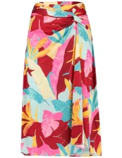 Women's 310037-35059 Skirt, Gelb/Rot/Orange Druck, 16