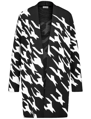 Women's 330220-44713-1192 Cardigan Sweater, Black/Ecru Houndstooth Jcd, 16