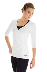 Women's 3/4 Arm Shirt Wrap Look for Fitness Yoga Pilates Leisure White white Size:M