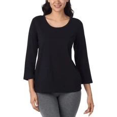 Womens 3/4 Sleeve Sleep Shirt - Lightweight Breathable Pajama Top - Cotton Knit Jersey Crewneck Sleepwear Loungewear, Black, 3X Womens 3/4 Sleeve Sleep Shirt - Lightweight Breathable Pajama Top - Cotton Knit Jersey Crewneck Sleepwear Loungewear, Black, 3X