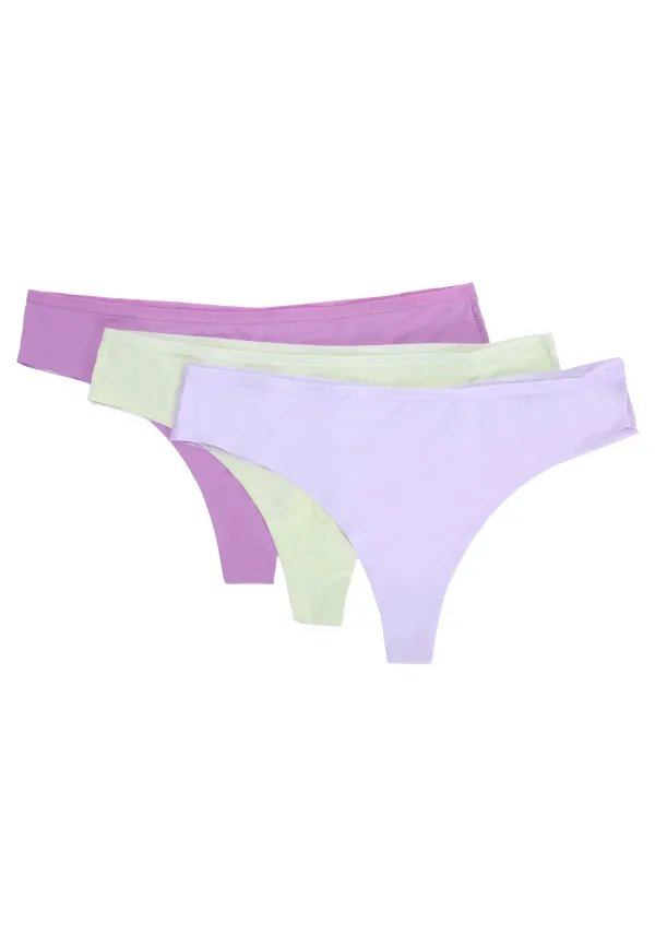 Womens 3pk Assorted Lace Bonded Thongs