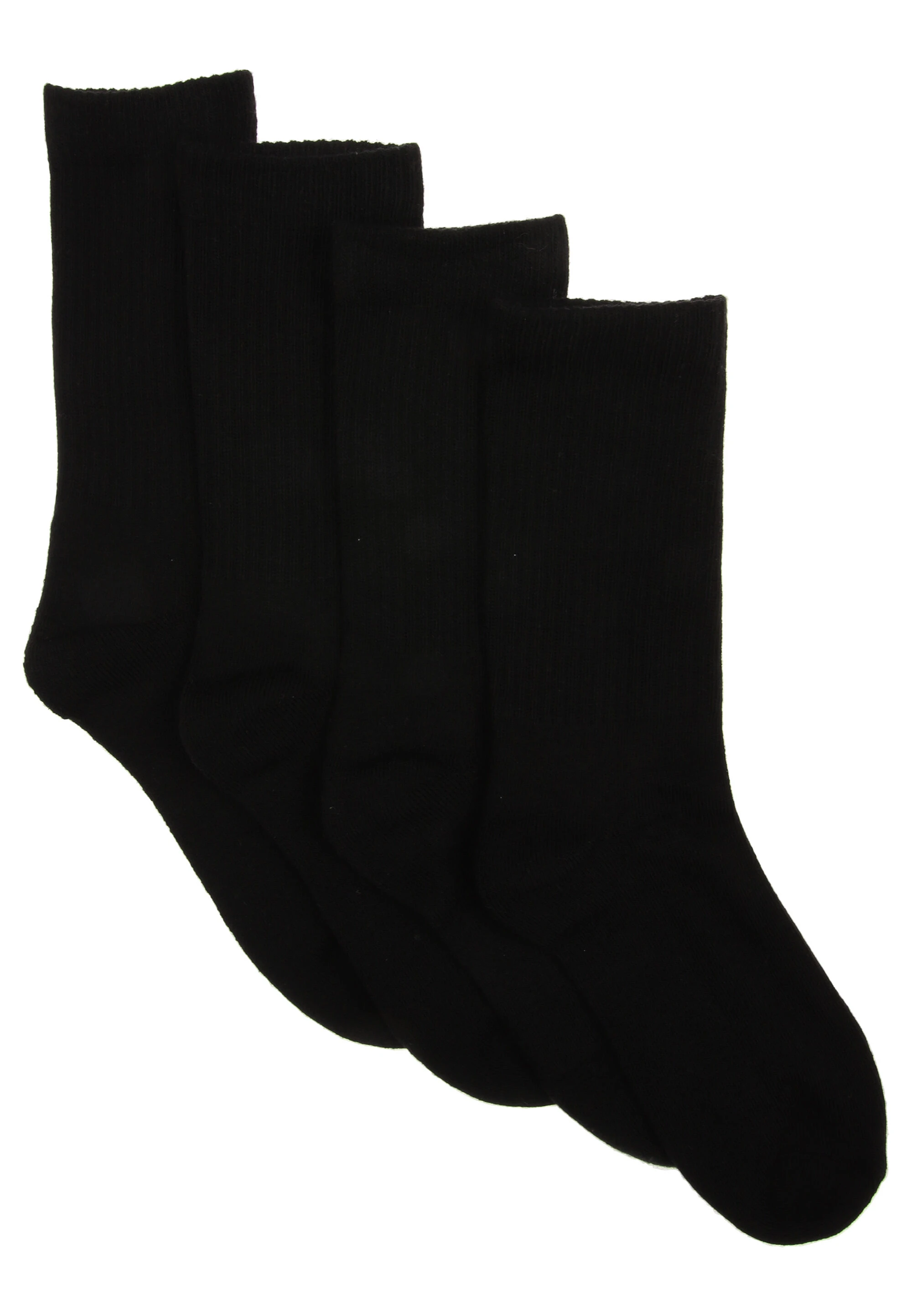 Womens 4pk Black Sport Ribbed Ankle Socks